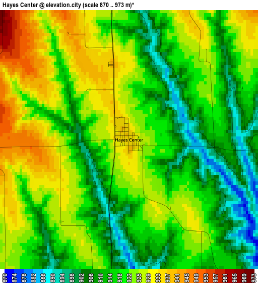 Hayes Center elevation map