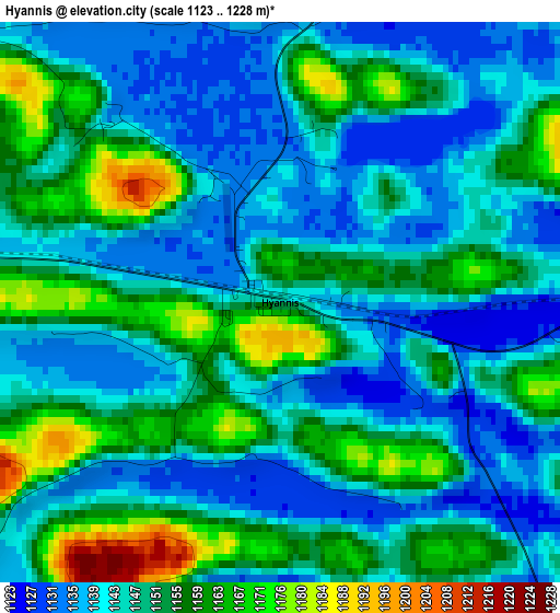 Hyannis elevation map