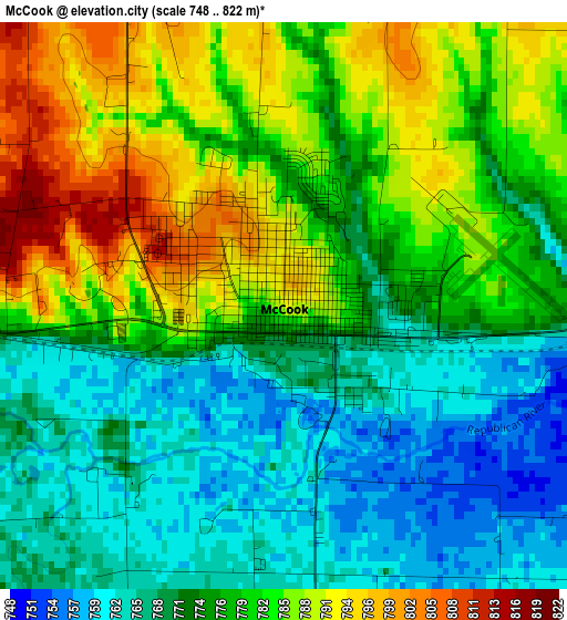 McCook elevation map