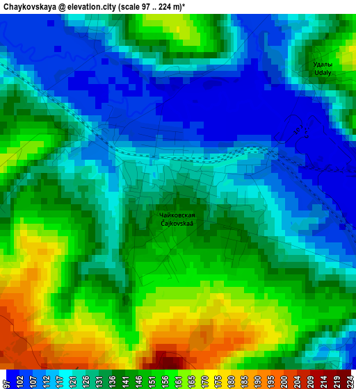 Chaykovskaya elevation map