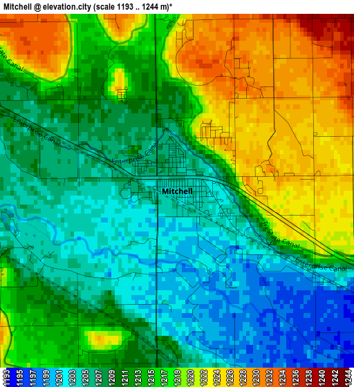 Mitchell elevation map