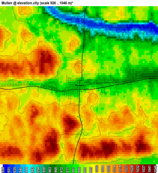 Mullen elevation map