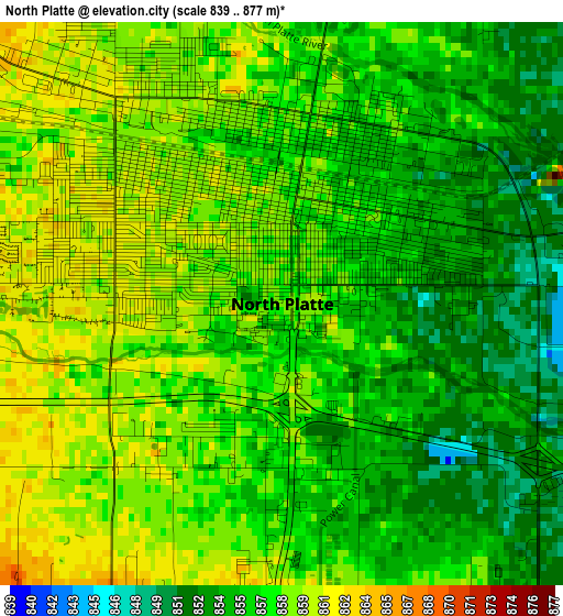 North Platte elevation map