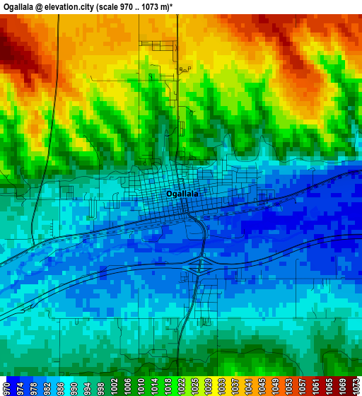 Ogallala elevation map