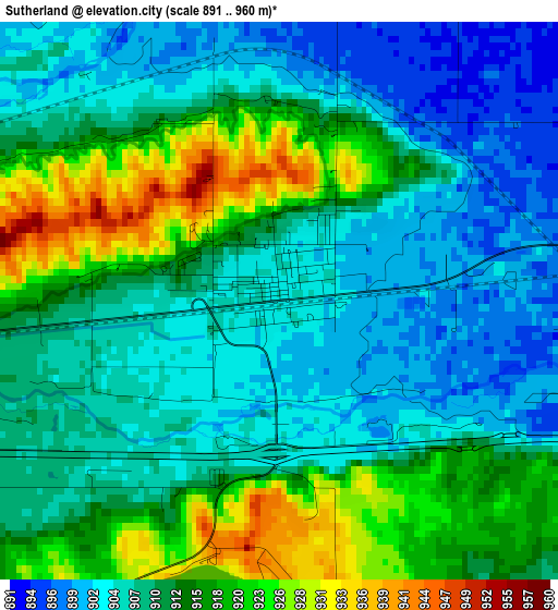 Sutherland elevation map