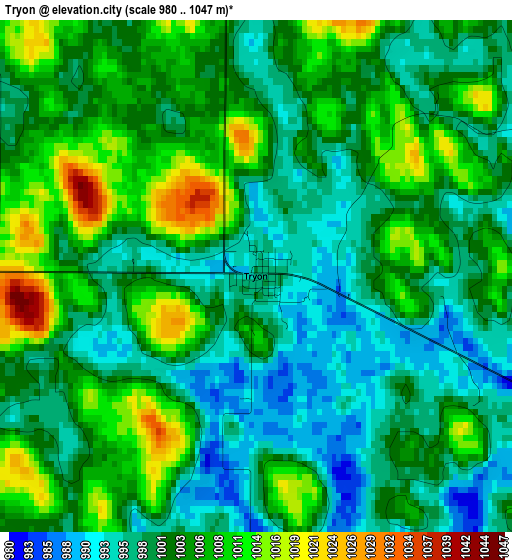 Tryon elevation map