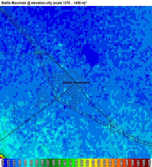 Battle Mountain elevation map