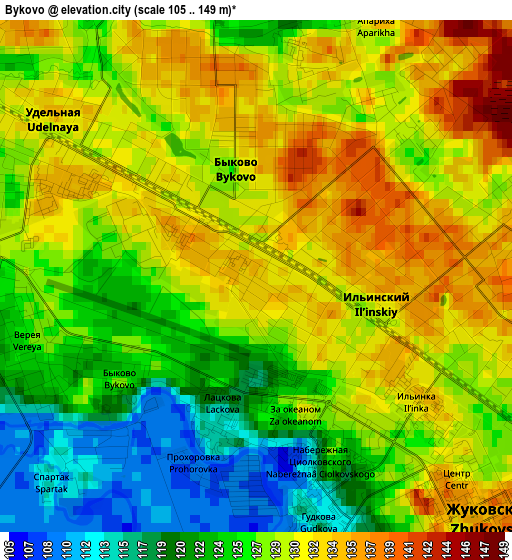 Bykovo elevation map