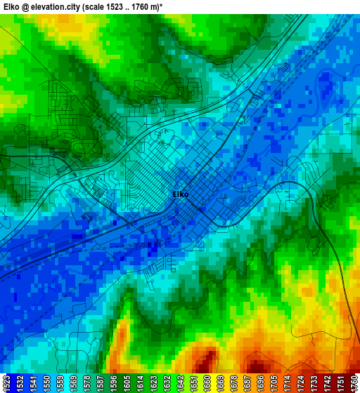 Elko elevation map