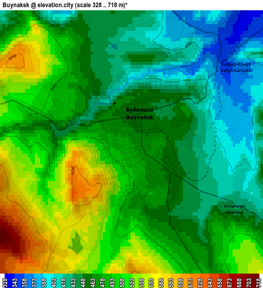 Buynaksk elevation map