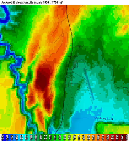 Jackpot elevation map