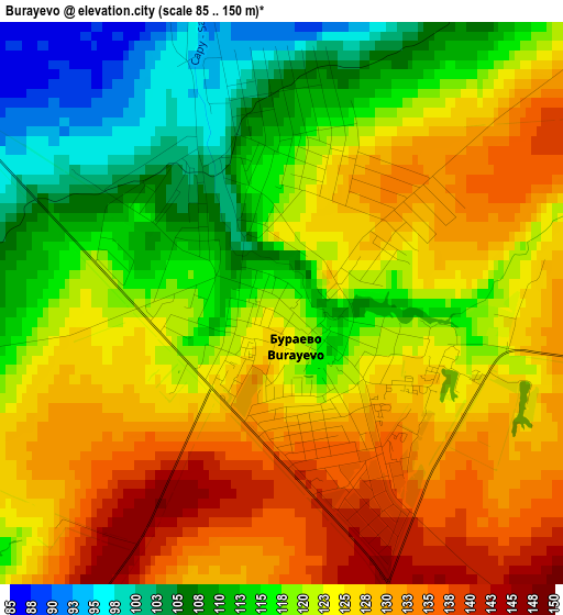 Burayevo elevation map