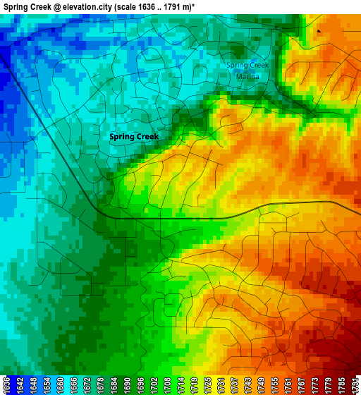 Spring Creek elevation map