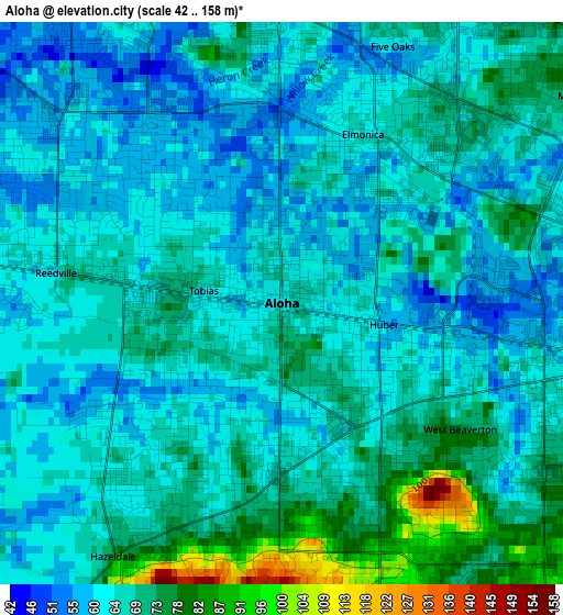 Aloha elevation map