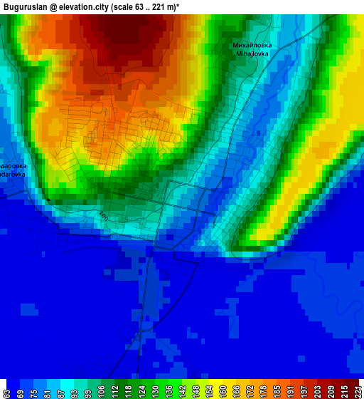 Buguruslan elevation map