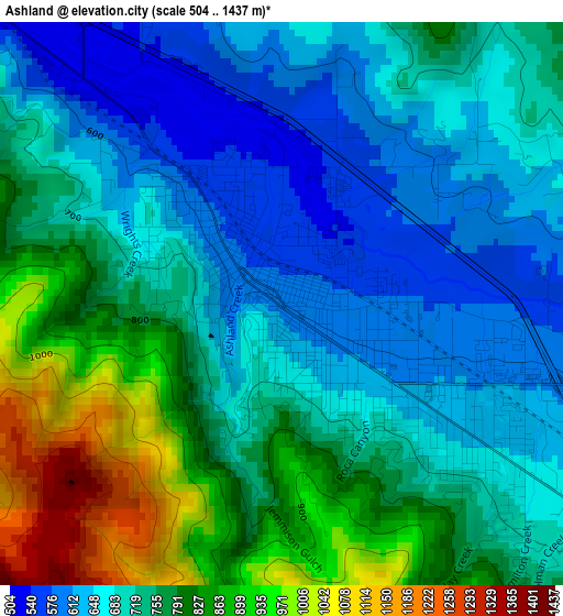Ashland elevation map