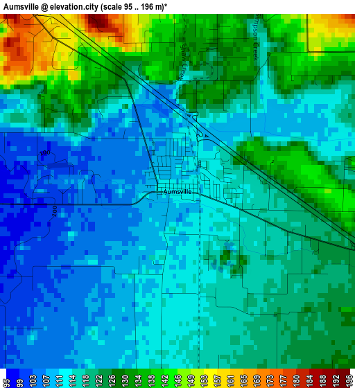 Aumsville elevation map