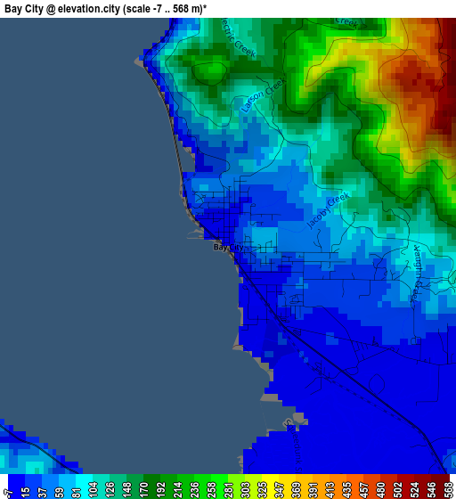 Bay City elevation map