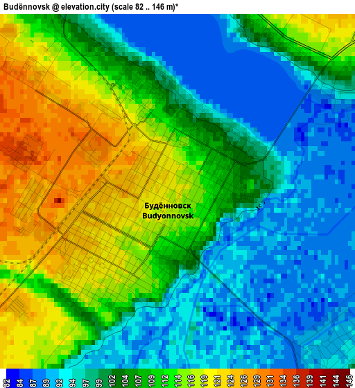 Budënnovsk elevation map