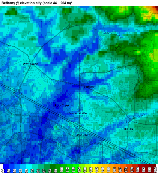 Bethany elevation map