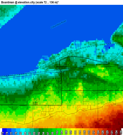 Boardman elevation map