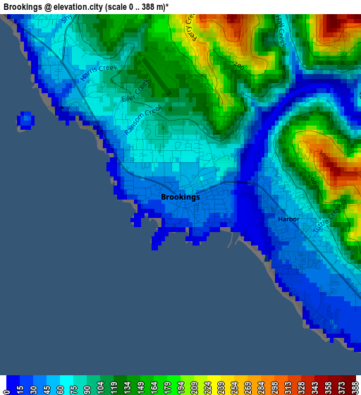 Brookings elevation map