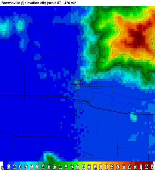 Brownsville elevation map