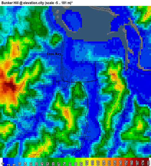 Bunker Hill elevation map