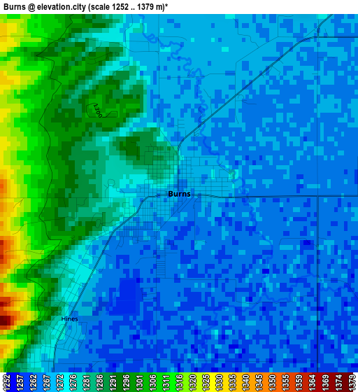 Burns elevation map