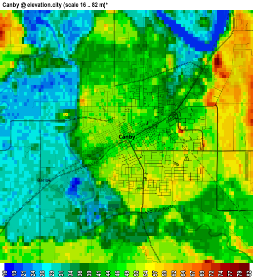 Canby elevation map