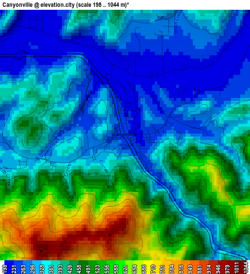 Canyonville elevation map