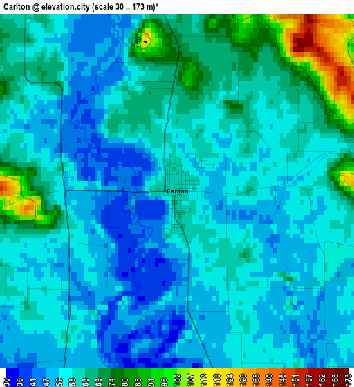 Carlton elevation map