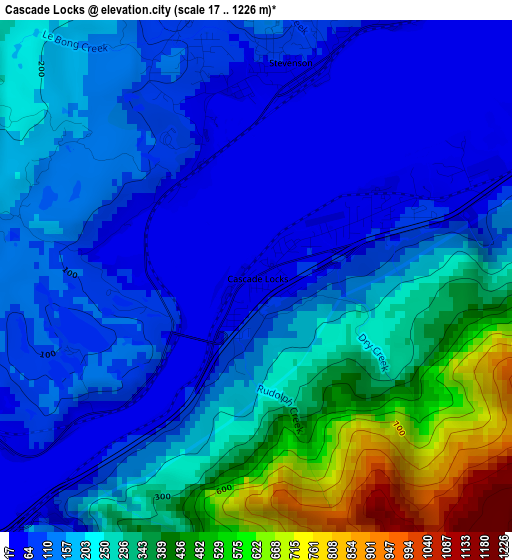 Cascade Locks elevation map