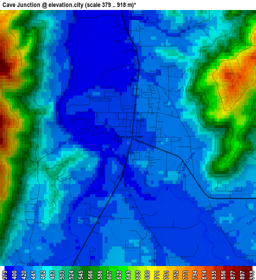 Cave Junction elevation map