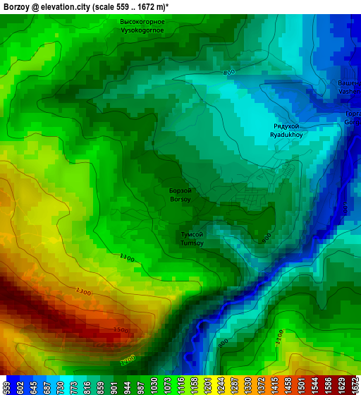 Borzoy elevation map