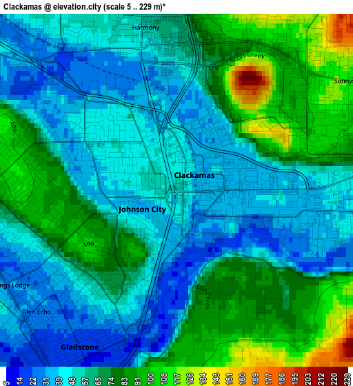 Clackamas elevation map