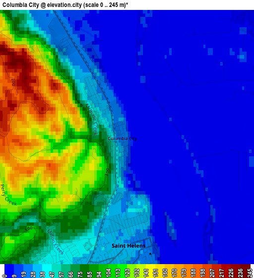 Columbia City elevation map
