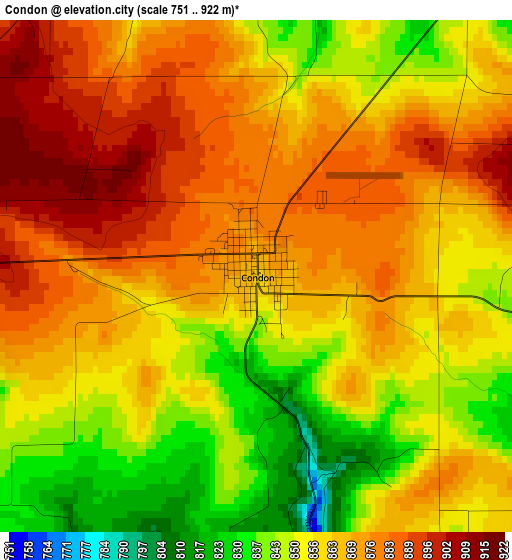 Condon elevation map