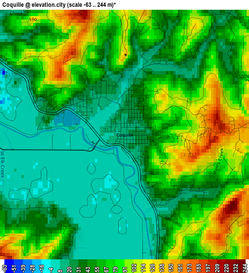 Coquille elevation map