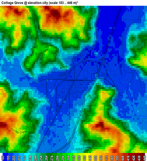 Cottage Grove elevation map