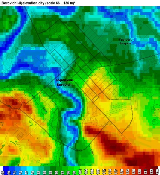 Borovichi elevation map