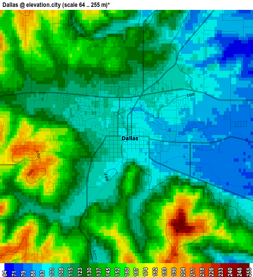 Dallas elevation map