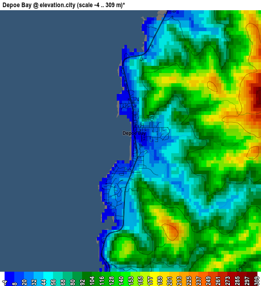 Depoe Bay elevation map