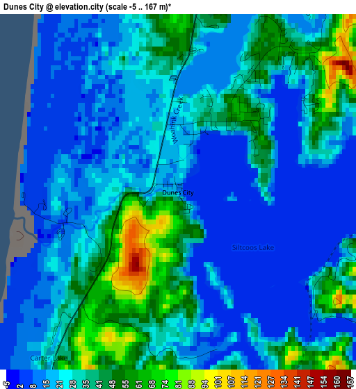 Dunes City elevation map