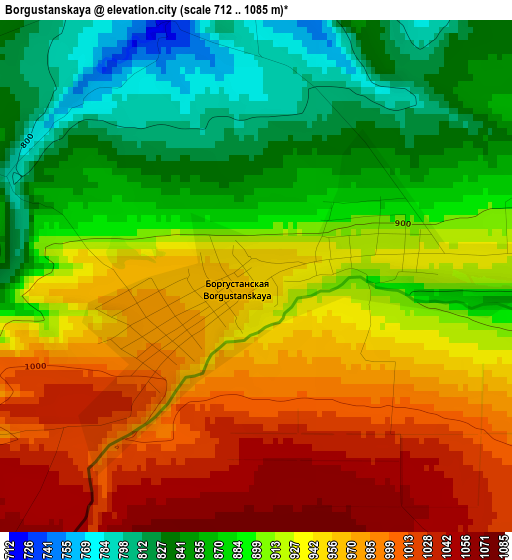 Borgustanskaya elevation map