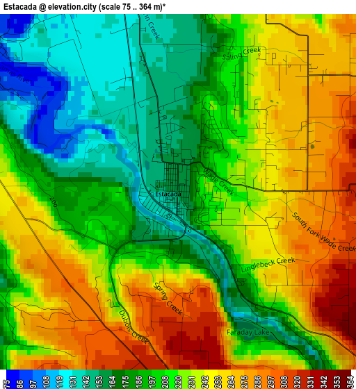 Estacada elevation map