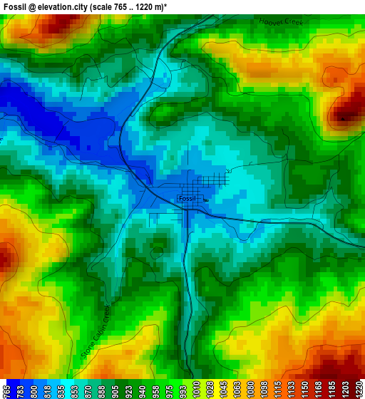 Fossil elevation map