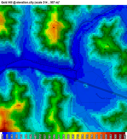Gold Hill elevation map