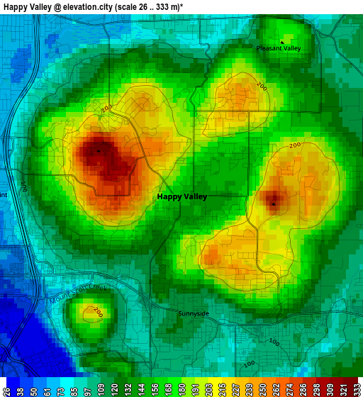 Happy Valley elevation map