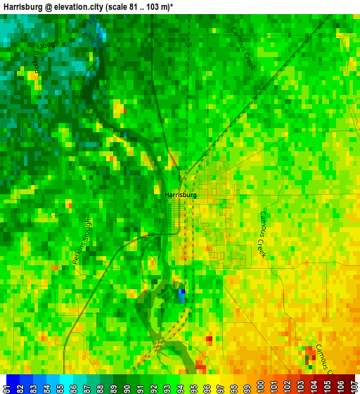 Harrisburg elevation map